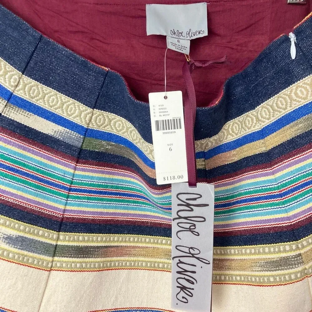 NWT Anthropologie Chloe Oliver Hayley‎ Skater Mini Skirt Multicolor Striped sz 6